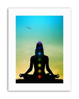 Buddhist Lotus Chakras Meditation Painting Illustration Canvas Art Print • £13.99