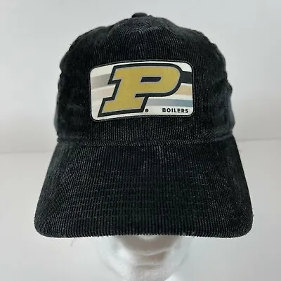 Purdue University Boilers The Game Cap Strap Back Corduroy Patch Logo Hat NWOT • $14.97