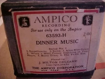 Ampico Dinner Music Player Piano Roll • $4.99