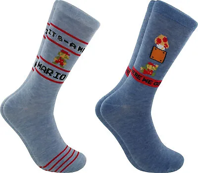 Nintendo It's A-me Mario! Men's Crew Socks 2-Pack Shoe Size 6.5-12 • $9.99