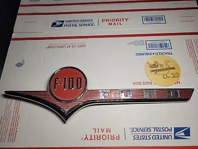 1956 Ford F100 Hood Side Emblem Trim Script Plate B6C-16720 Red Chrome Pickup • $34.99