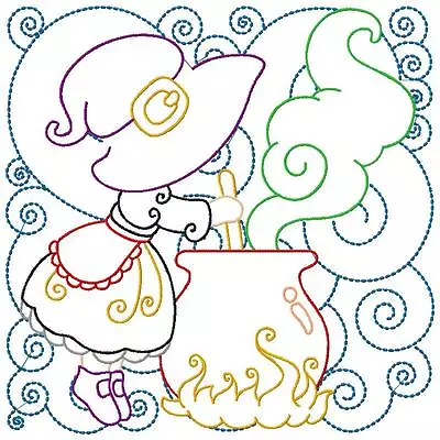 Swirly Little Witch Blocks S1 12 Machine Embroidery Designs Quilt In 8 Sizes  • $12.99