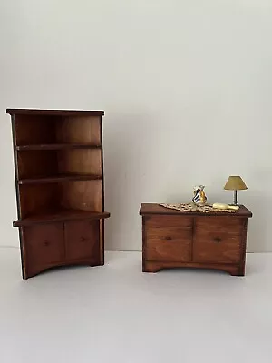 Vintage Dollhouse Corner Cupboard/and Side Cabinet Wooden • $14.99