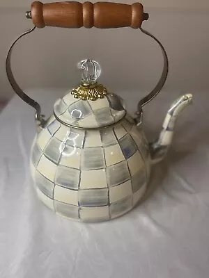 Mackenzie-Childs McKenzie Sterling Check Enamel Tea Kettle Teapot 3Quart • $130