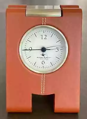 MICHAEL GRAVES A-Frame Modern Desk Clock Stitched Faux Leather & Stainless Steel • $20