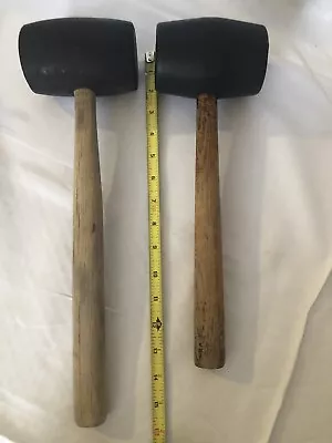 Vintage Rubber Mallet Hammer With Wood Handle 11” And 13” Long Handle • $30