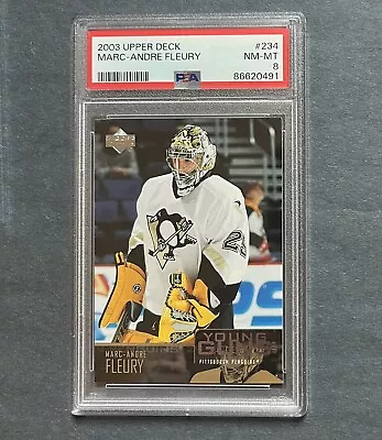 2003-04 Upper Deck Marc-Andre Fleury Young Guns YG Rookie RC - NM-MT PSA 8 • $675