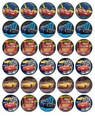 Lightning McQueen Cupcake Toppers Edible Wafer Paper Cake Decorations 30 #02 • £7.41