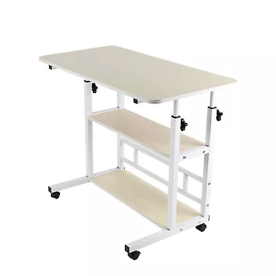 Mobile Desk Standing Desk Height Adjustable Computer Desk 3 Levels Laptop Table • £34.91