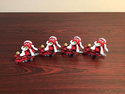 Red M&M's Mars Candy 2005 4pcs Train Engine Ornament Christmas Holiday NEW • $6.49