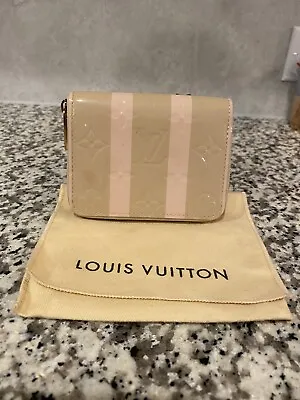 $399 • Buy Louis Vuitton Zippy Coin Purse Wallet Rayures Pink Beige Card Holder
