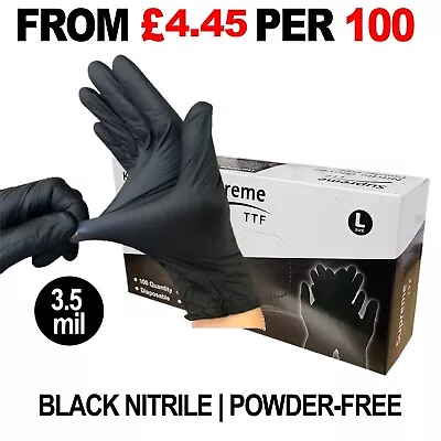 Black Nitrile Powder & Latex Free Thick Disposable Gloves Tattoo Mechanic 100 • £7.99