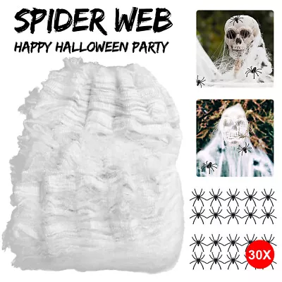 1500sqft 300g Halloween Cobwebs Spider Webbing Decorations With Plastic Spiders • $11.89