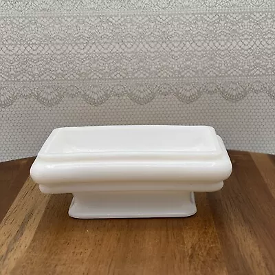 Vtg AVON MILK GLASS FLORAL PEDESTAL Footed SOAP Heavy Dish • $12