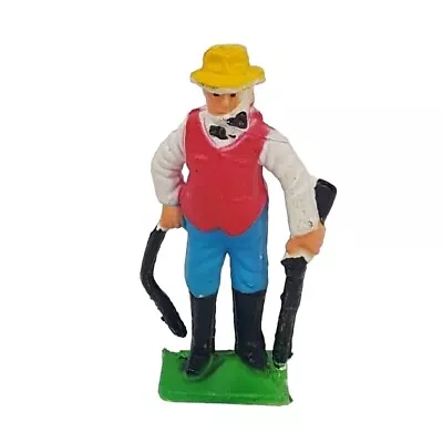 Vintage G Scale Train Figure Man Red Coat Rifle Walking Stick Pipe Yellow Hat • $7.95