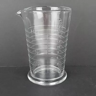 Vintage 1-Pint Graduating Apothecary 6.25  Glass Measuring Beaker Clear Round • $26.95