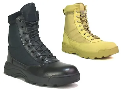 Mens Army Combat Boots Lace Up Grip Sole Military Work Police Security Size 3-11 • £16.90