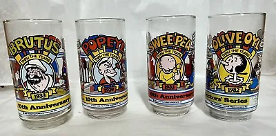 LOT-4 Vintage 1982 Popeye 10th Anniversary Collectors Series Pepsi Glasses Set • $15