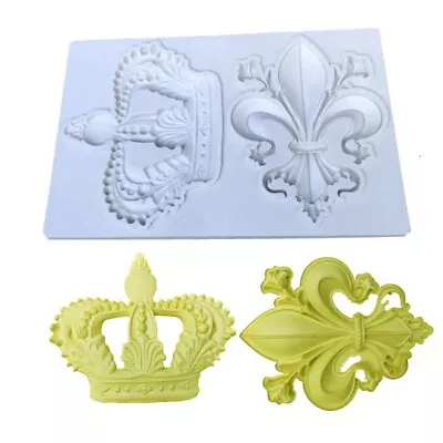 £6.99 • Buy Crown Baroque Relief Silicone Fondant Mould Cake Topper Mold Baking Decoration