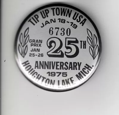 1975 Tip Up Town Badge Pin Pinback-michigan Deer Bear Fishing Patches • $19.99
