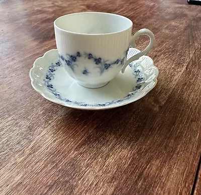 Kaiser Romantica Festival Blue & White Cup & Saucer Blue Floral Pattern • $15