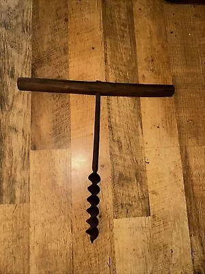 Vintage Primitive T-Handle Barn Beam 1  Auger Drill Tool 16  Long Approx • $19.99