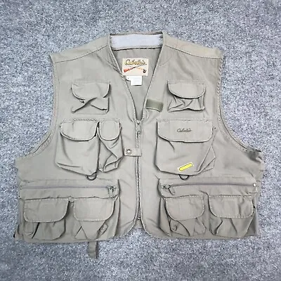 Cabelas Vest Mens Large Khaki Full Zip Hunting Fishing Hiking Outdoor Camping • $12.57