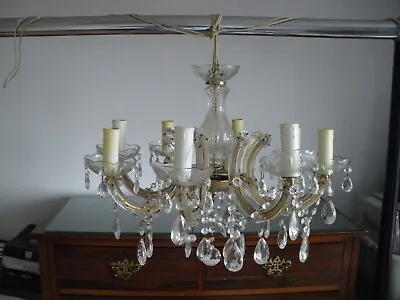 £75 • Buy Vintage Cut Glass Eight Bulb Candle Holder Chandelier