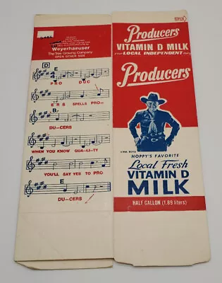 Hopalong Cassidy Cowboy Vintage 60's Half Gallon Milk Carton • $9.99