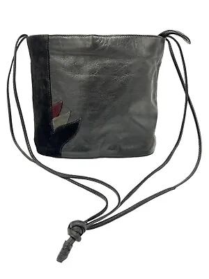 Vintage Lanvin Paris Shoulder/ Crossbody Bag Black Leather Suede Zipper RARE • $82.80