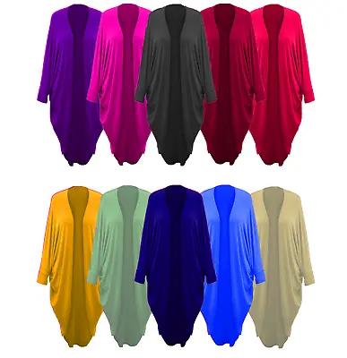 Women's Batwing Waterfall Cocoon Open Long Kimono Cardigan Maxi Shawl • £8.49