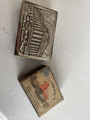 £15 • Buy Vintage Silver Colour Metal Match Box Holder With Empty South African Matchbox