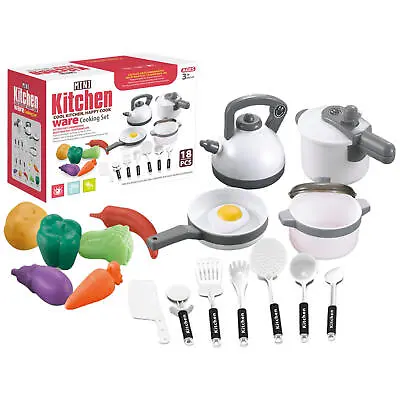$16.29 • Buy Cooking Set For Kids 18 Pcs Kitchen Pretend Play Toys Kitchenware Pots Pans Set