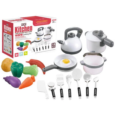 $16.29 • Buy Cooking Set For Kids 18 Pcs Kitchen Pretend Play Toys Kitchenware Pots Pans Set