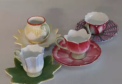 Set Of 4 Mini Flowers Tea Cup Set 2  Cups + 4  Saucers • $19.95