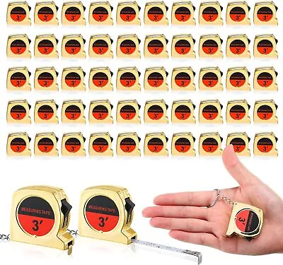 Mini Measuring Tape Keychains GOLD STAINLESS STEEL PARTS RetractableTape 3FT • $15.60