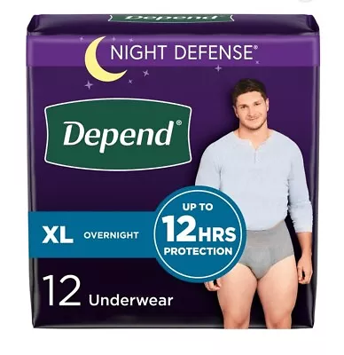 Depend Night Defense Adult Incontinence Underwear For Men XL 12 Underwear • $19.99