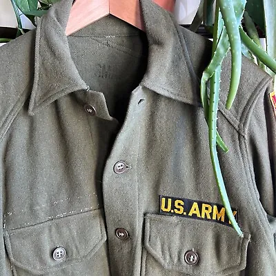 US ARMY ~ Sz S/M ~ Cold Weather Field Shirt~Air Defense Command~OG108~Wool Nylon • $30