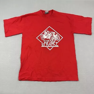 Vintage Tour De La France Shirt Men Large Red Signal Sports Fire Engine L USA • $20.99