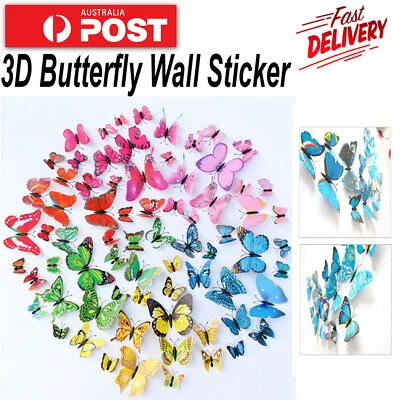 $3.80 • Buy 12PCS 3D Butterfly Wall Removable Sticker Magnets Decals Kids Art Nursery Decor
