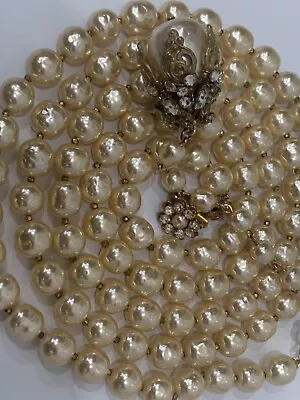 Sign Miriam Haskell Huge Pearls Baroque Crystal Rhinestone Necklace Jewelry • $107.50