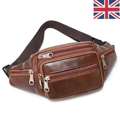 £7.99 • Buy Men Leather Bum Bag Waist Belt Money Belt Fanny Pouch Holiday Travel Wallet