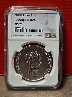 2018 Ukraine 1 Hryvnia Archangel Michael Silver 1oz MS 70 NGC • $0.99