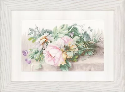 Lanarte STILL LIFE WITH PEONIES Cross Stitch Kit RRP £51.99 • £30