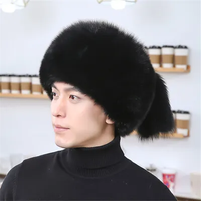 100% Real Fox Fur Hat Thicken Winter Warm Mongolian Cap Ethnic Style Outdoor • $72.52