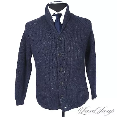 Epaulet Made Canada Denim Indigo Blue Thick Ribbed Grandpa Cardigan Sweater 38 • $14.50