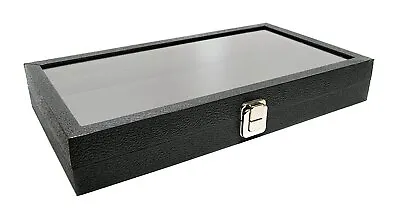 Novel Box Glass Top Black Leatherette Metal Clasp Jewelry Gem Display Case • $23.99