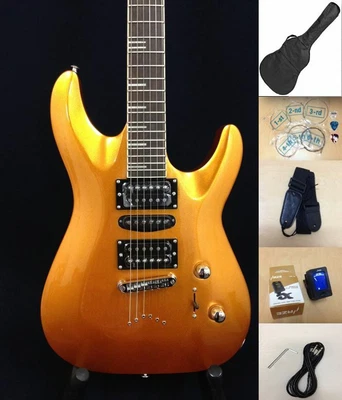 $309 • Buy Haze 258GD All-Gold-Tone,Double Cutaway Electric Guitar W/HSH Pickups +Free Bag