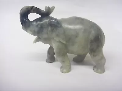 Vtg Chinese Hand Carved Soapstone  Elephant Trunk Up Figurine 4  H NEW Old Stock • $18.88