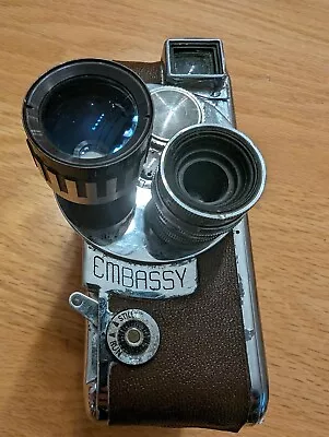 VINTAGE EMBASSY MAGAZINE EIGHT 8MM MOVIE CAMERA  Two Lenses RUNS • $20